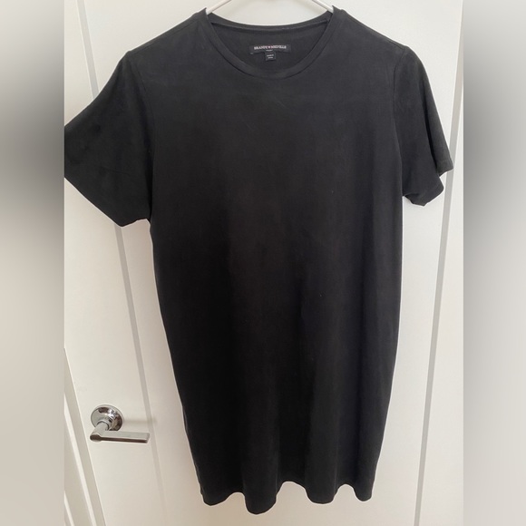 Dark Navy, Suede, Mini T-Shirt Dress - Picture 4 of 4